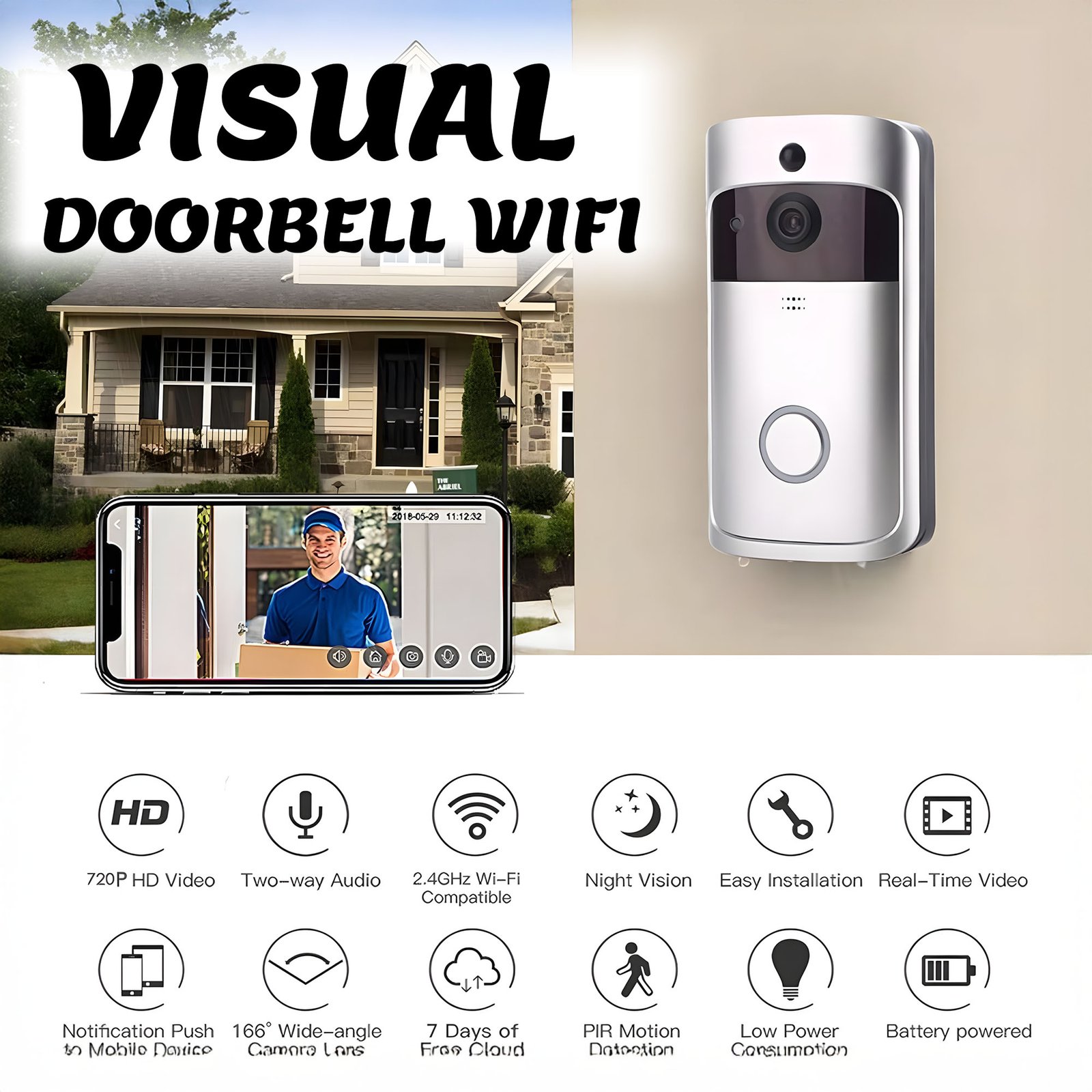 983aa5e6-6a48-4834-b875-f1456e71a8a3.jpg جرس الباب الذكي بكاميرا - الصورة 1